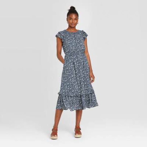 Universal Thread Dresses & Skirts - NEW Universal Thread Blue Ruffle MIDI Dress